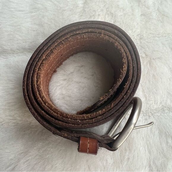 Men’s Fossil Brown Leather Belt Sz L 42.5” - Picture 11 of 13